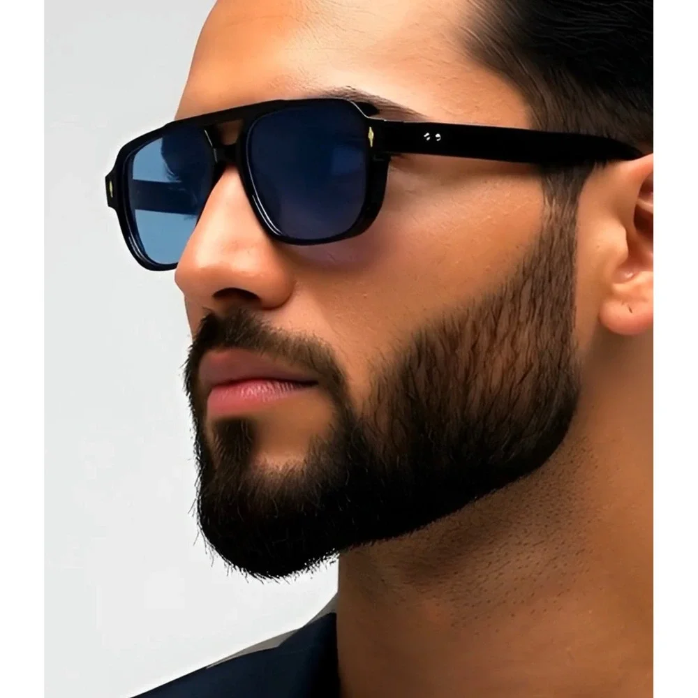 Men Retro Pilot Aviator Style Oversized Square‎ Rectangular Frame Lentes Gafas